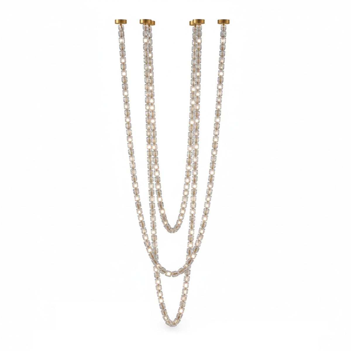 Gabriel Cascade K9 Crystal Chandelier - 218 heads ∅ 59″ x H 157.5″ / Dia 150cm x H 400cmClear & ChromeWarm LightBlushlighting
