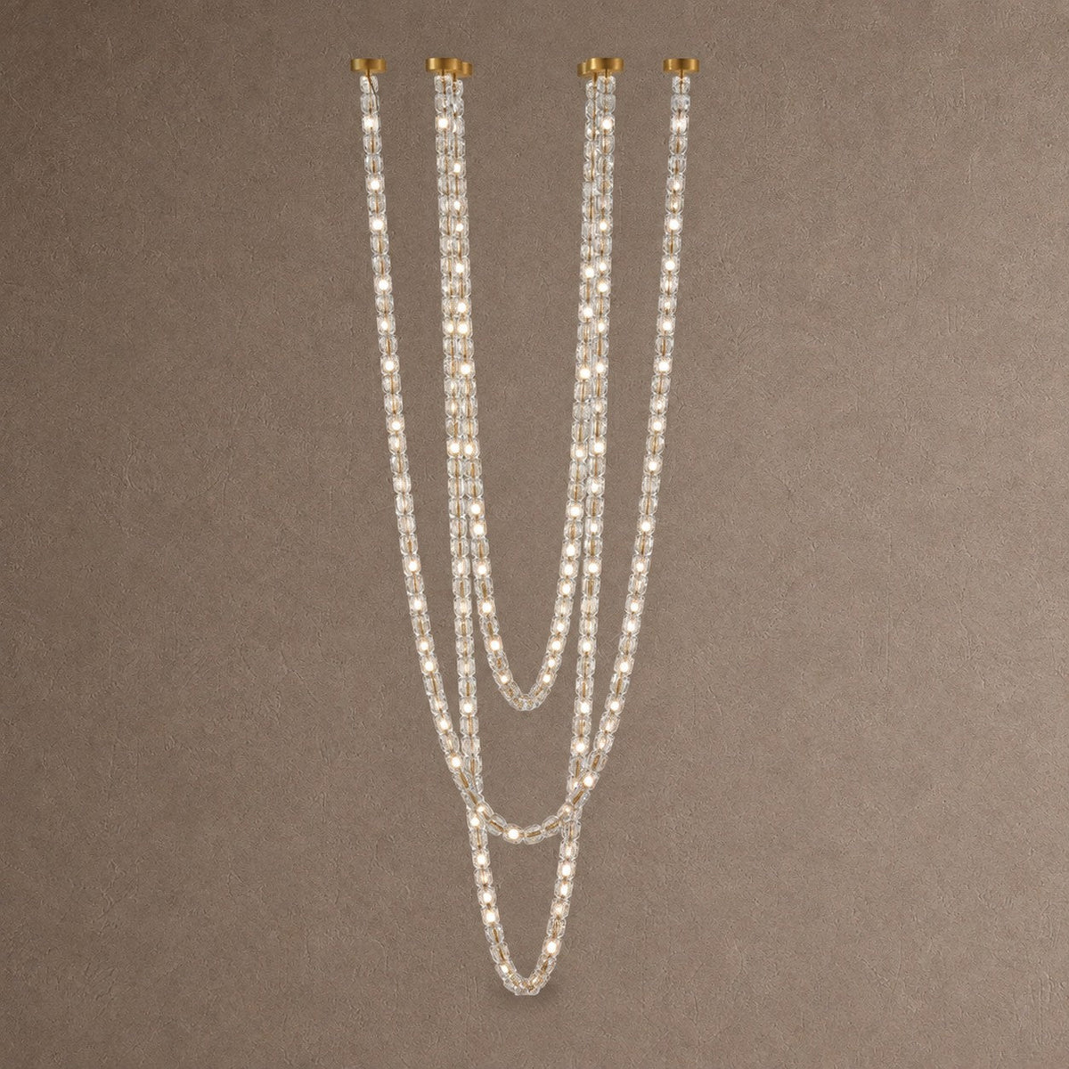Gabriel Chandelier - 218 heads ∅ 59″ x H 157.5″ / Dia 150cm x H 400cmClear & ChromeWarm LightBlushlighting