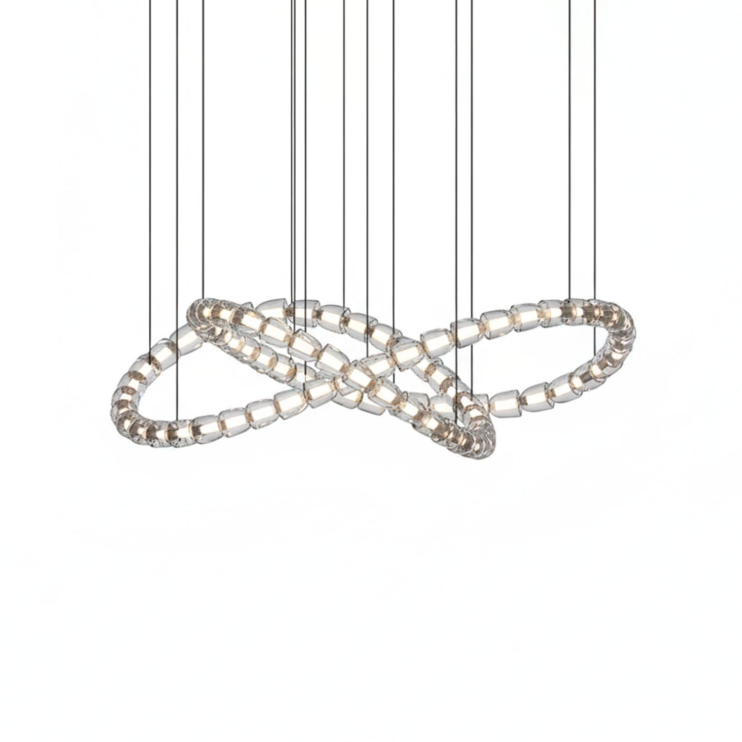 Gabriel Chandelier C - 80 Lights ∅ 59″ x H 17.7″ / Dia 150cm x H 45cmClear & ChromeWarm LightBlushlighting