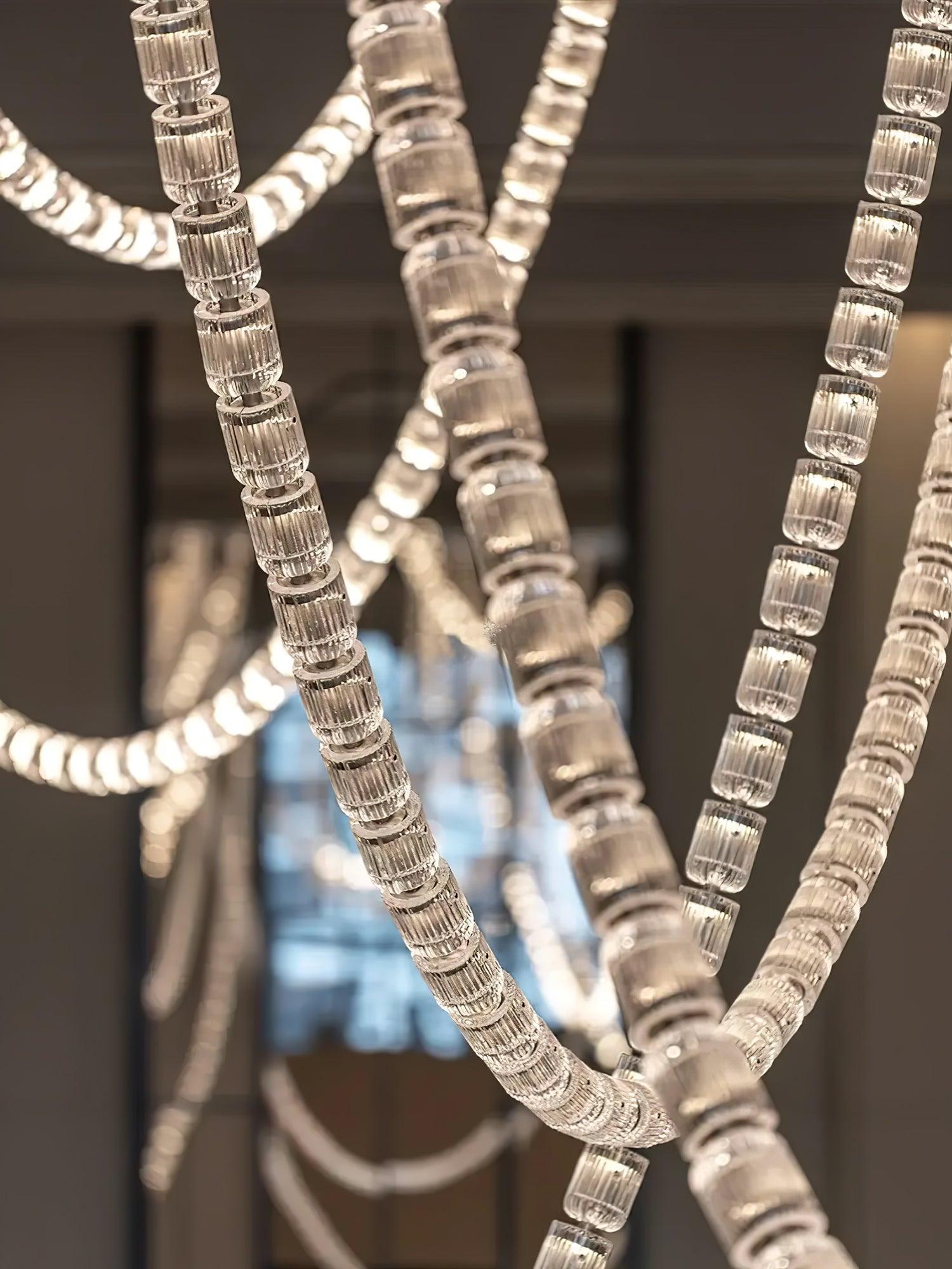 Gabriel Chandelier D - 53 Lights L 63″ x H 23″ / L 160cm x H 58.5cmClear & ChromeWarm LightBlushlighting