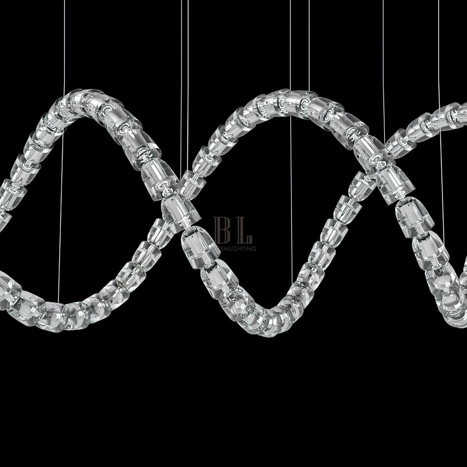 Gabriel Chandelier D - 53 Lights L 63″ x H 23″ / L 160cm x H 58.5cmClear & ChromeWarm LightBlushlighting