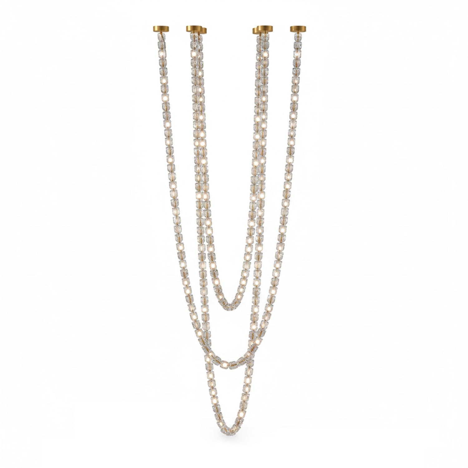 Gabriel Chandelier G - 218 Lights ∅ 59″ x H 157.5″ / Dia 150cm x H 400cmClear & ChromeWarm LightBlushlighting
