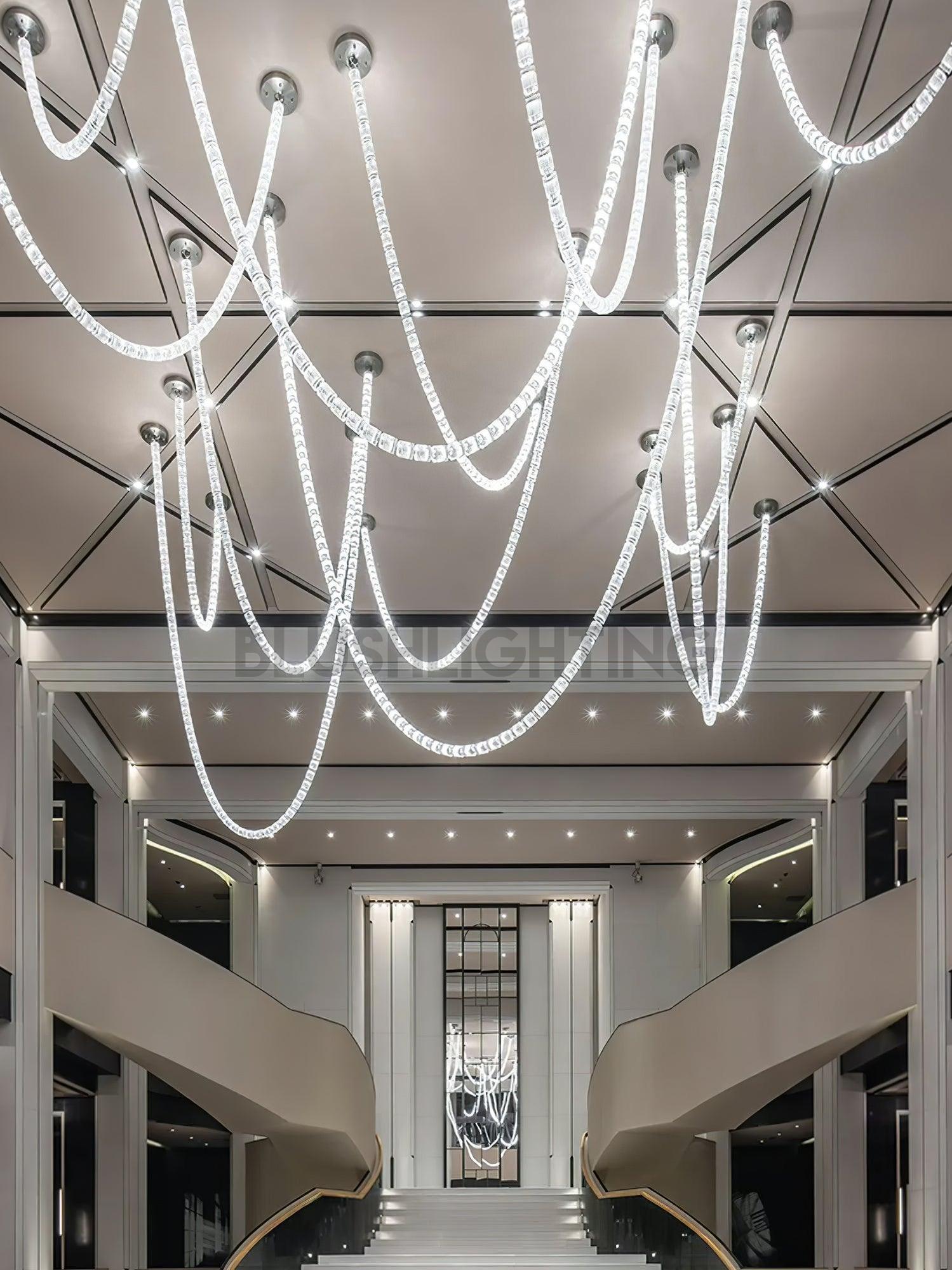 Gabriel Chandelier G - 161 Lights ∅ 47.2″ x H 118″ / Dia 120cm x H 300cmClear & ChromeWarm LightBlushlighting