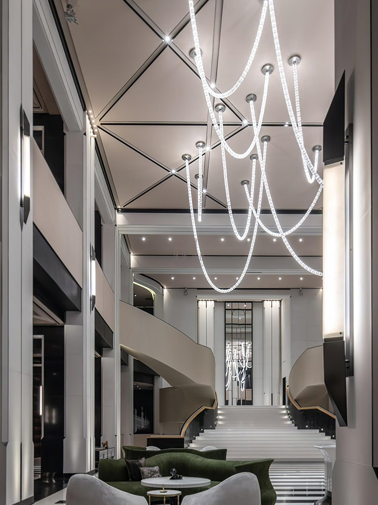 Gabriel Chandelier G - 161 Lights ∅ 47.2″ x H 118″ / Dia 120cm x H 300cmClear & ChromeWarm LightBlushlighting
