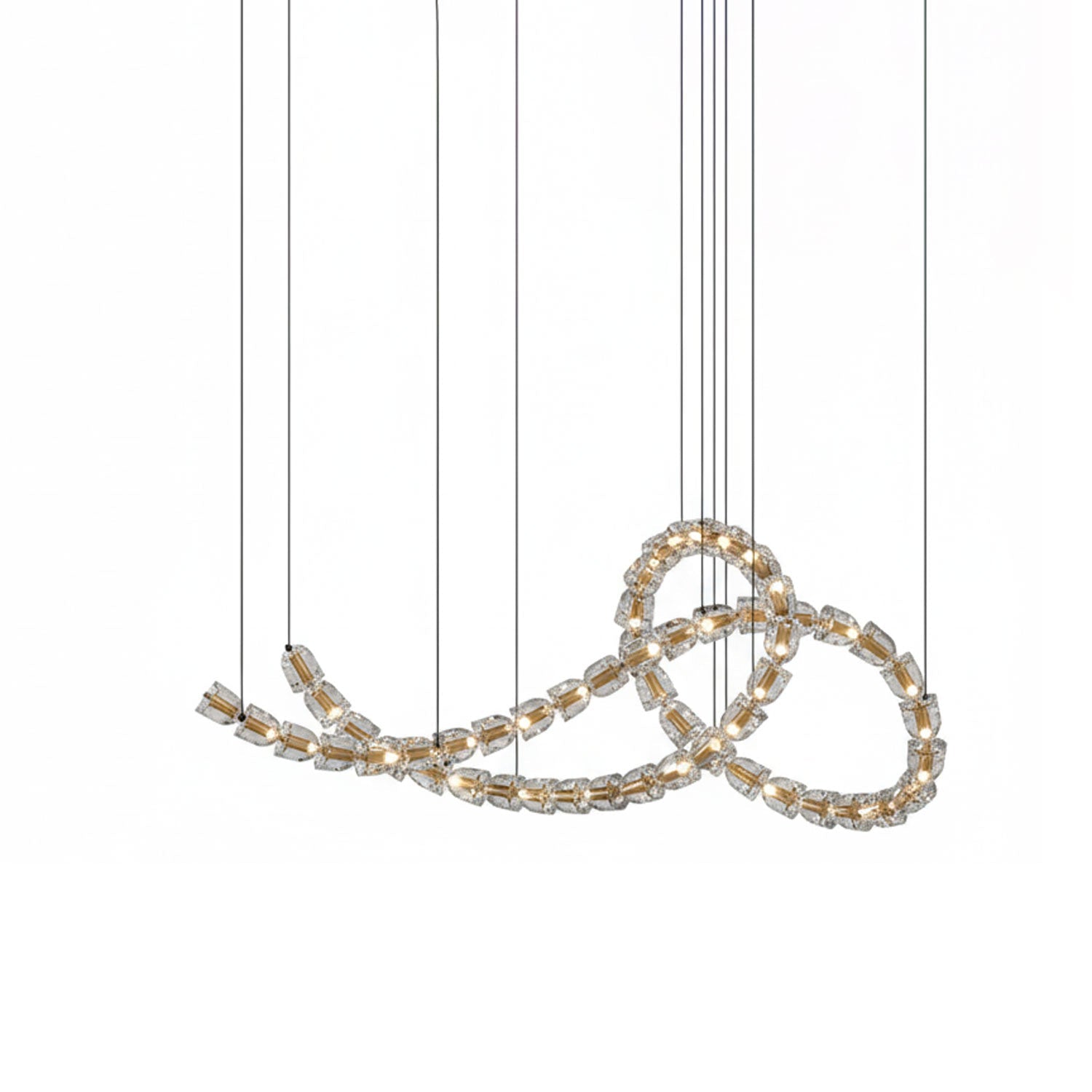 Gabriel Chandelier H - 55 Lights L 63″ x H 25″ / L 160cm x H 63.5cmClear & ChromeWarm LightBlushlighting
