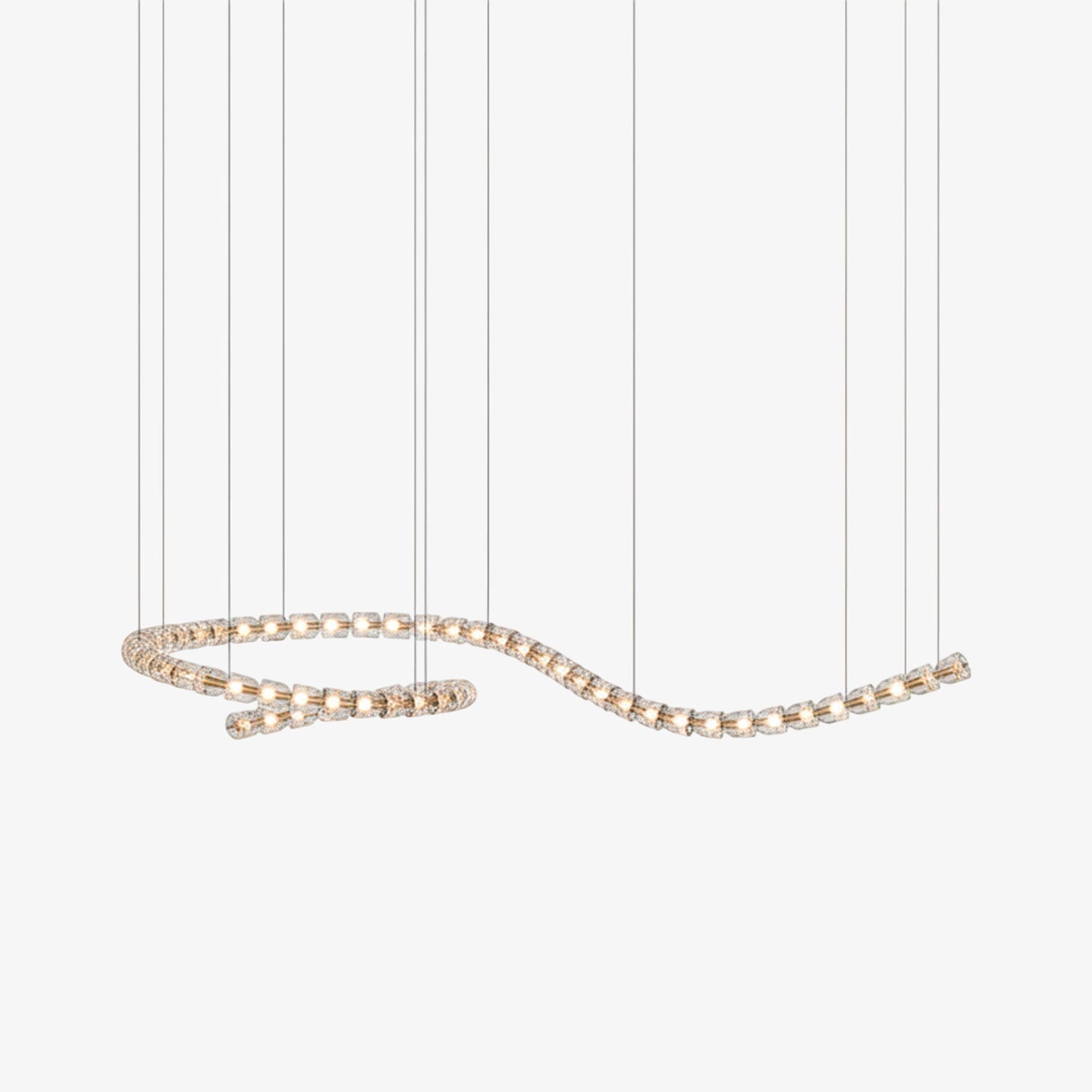 Gabriel Chandelier I - 60 Lights L 98.4″ x H 13.8″ / L 250cm x H 35cmClear & ChromeWarm LightBlushlighting
