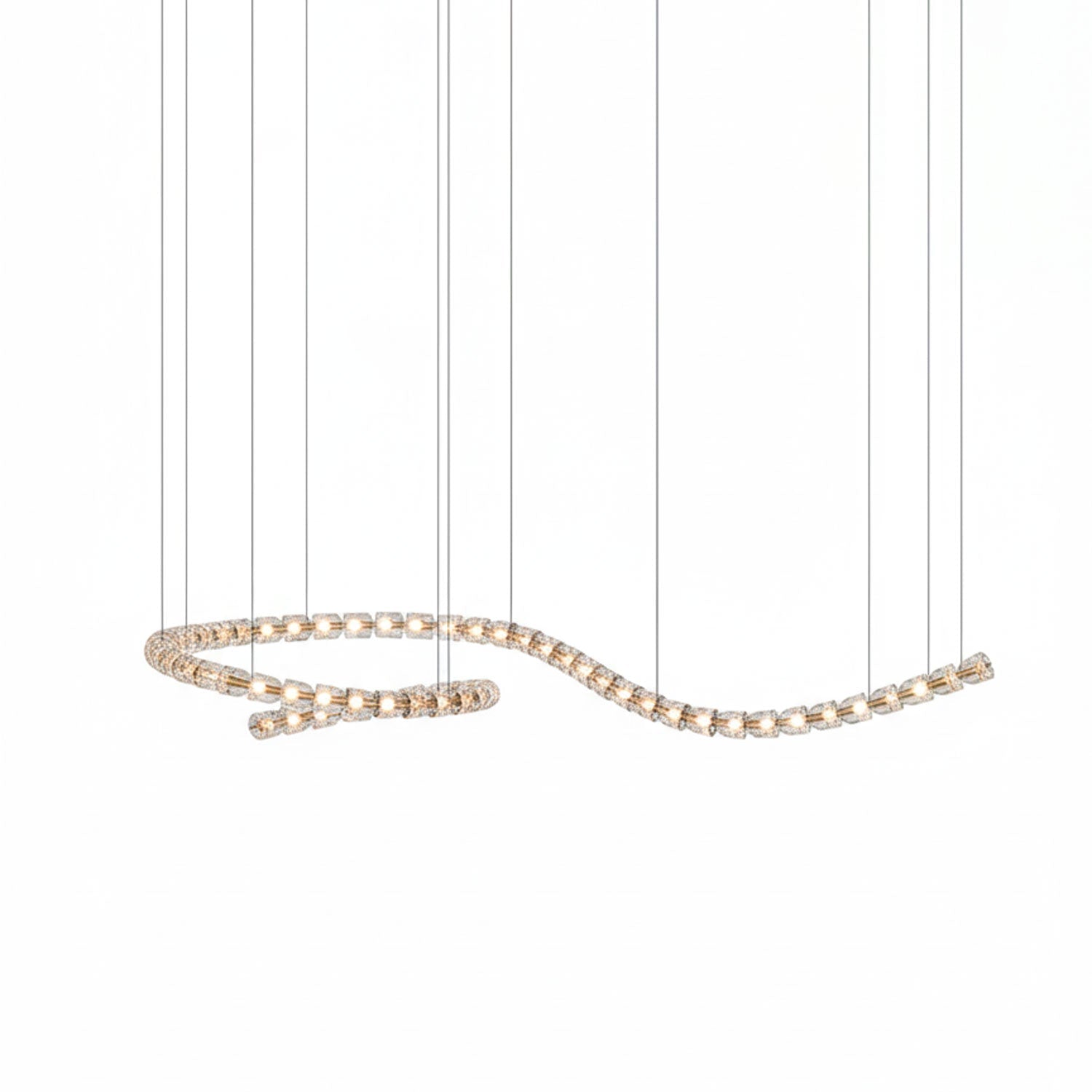 Gabriel Chandelier I - 60 Lights L 98.4″ x H 13.8″ / L 250cm x H 35cmClear & ChromeWarm LightBlushlighting