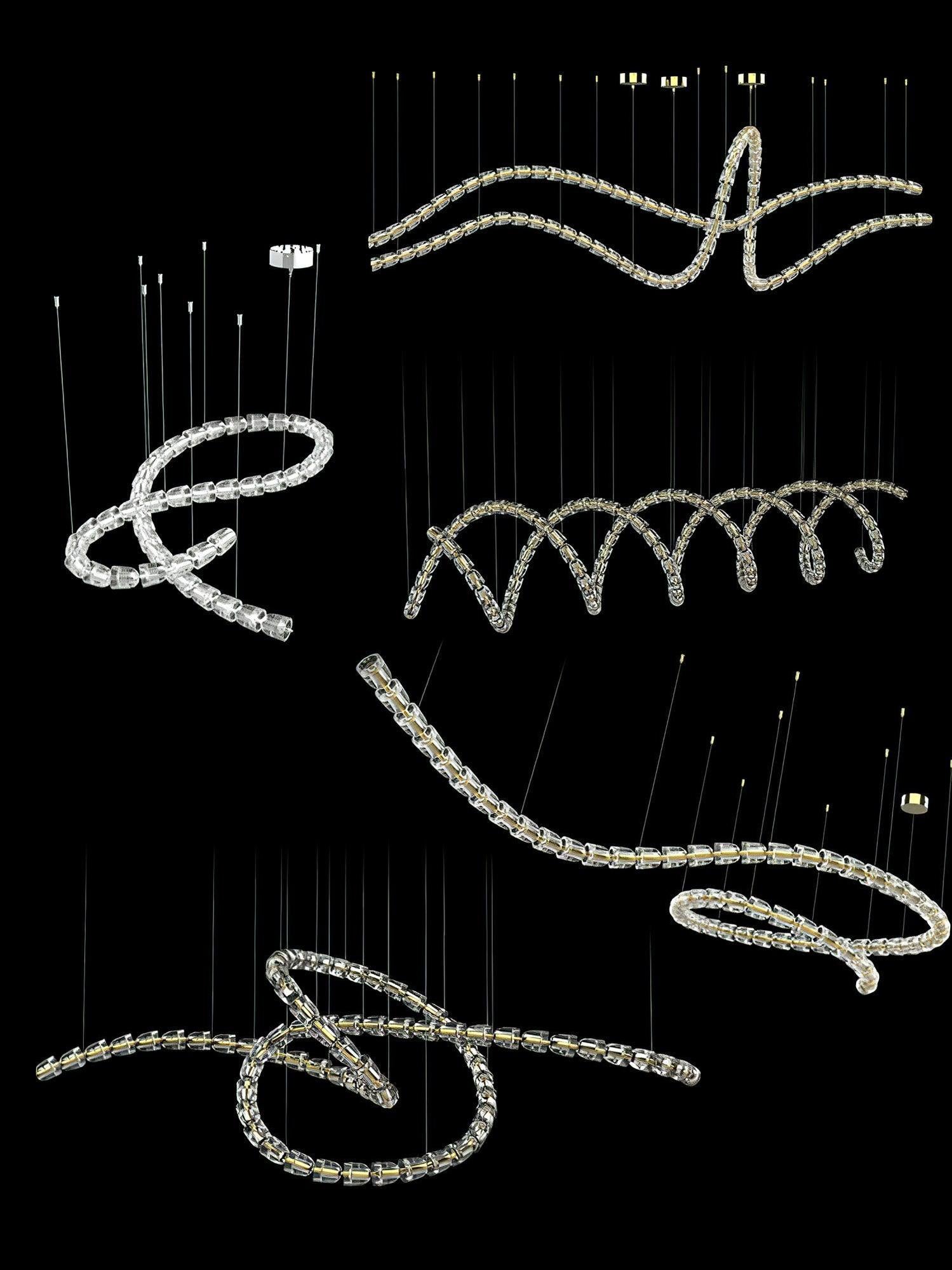 Gabriel Chandelier I - 60 Lights L 98.4″ x H 13.8″ / L 250cm x H 35cmClear & ChromeWarm LightBlushlighting