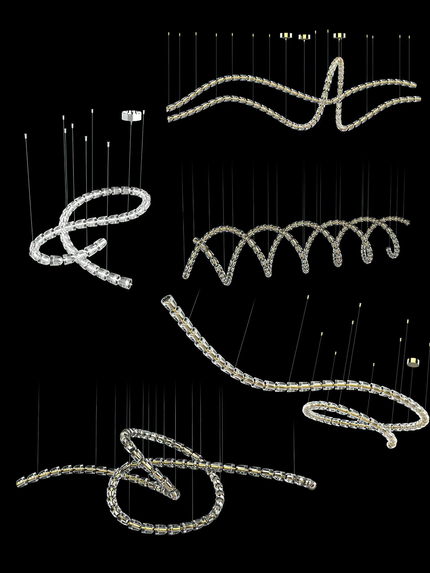 Gabriel Chandelier J - 81 Lights ∅ 65.2″ x H 24.8″ / Dia 165.5cm x H 63cmClear & ChromeWarm LightBlushlighting