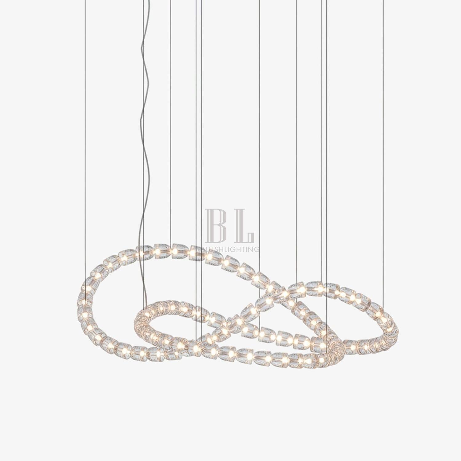 Gabriel Chandelier J - 81 Lights ∅ 65.2″ x H 24.8″ / Dia 165.5cm x H 63cmClear & ChromeWarm LightBlushlighting