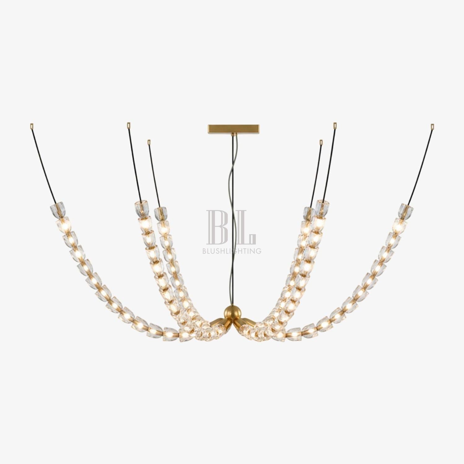 Gabriel Chandelier K - Model A: 90 Lights ∅ 82.7″ x H 19.7″Clear & ChromeWarm LightBlushlighting