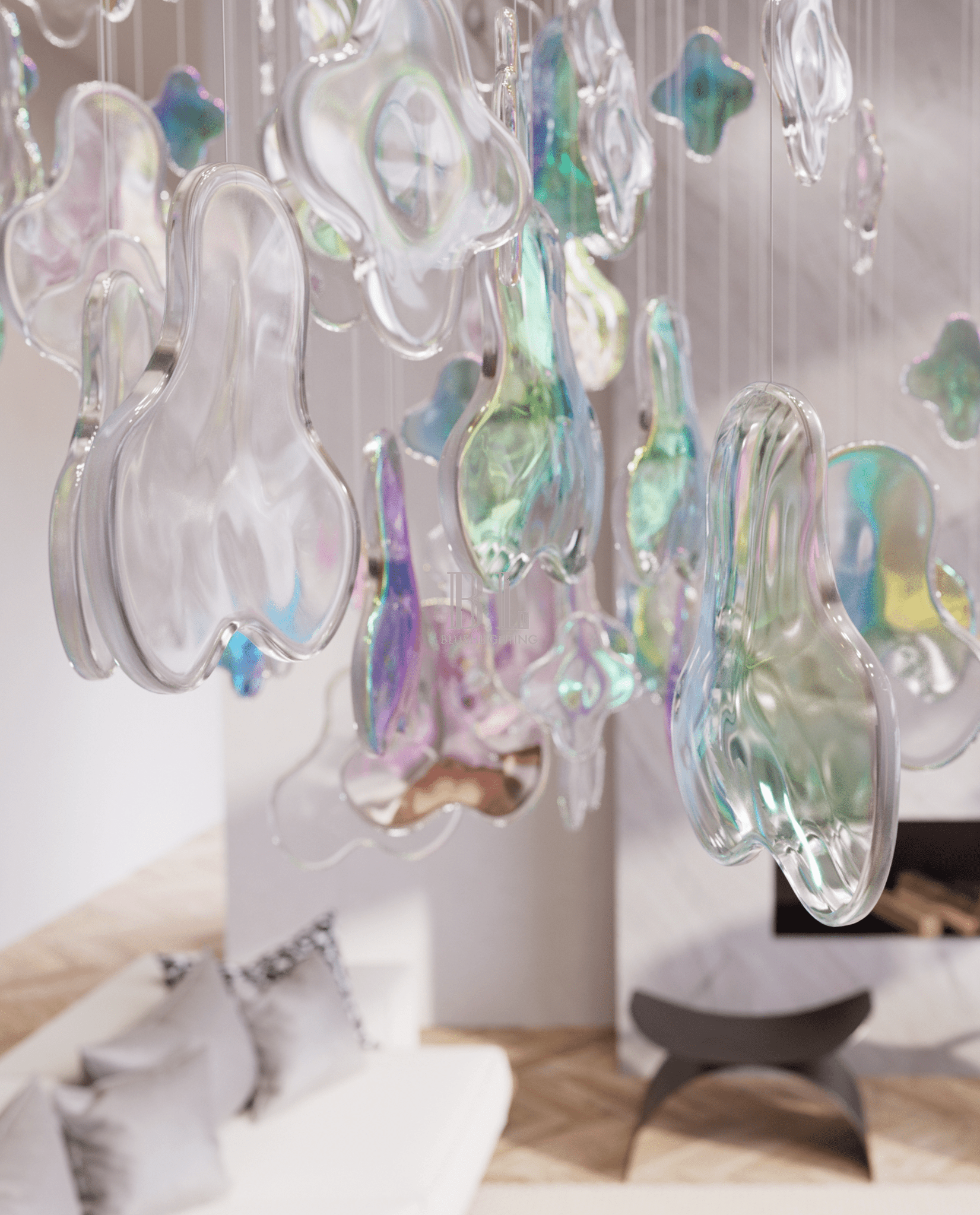 Galaxy Iris Iridescent Blossom Chandelier - Support Customized DrawingsNo Ceiling PlateBlushlighting