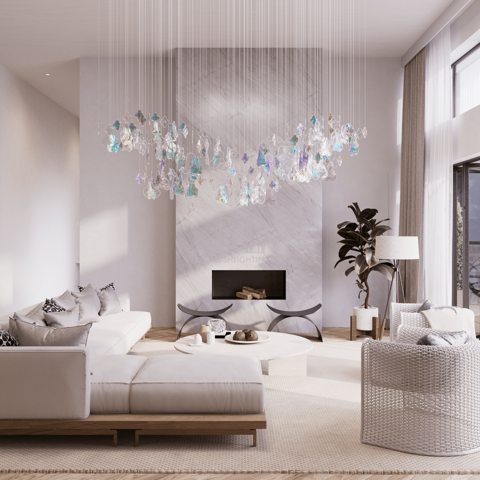 Galaxy Iris Iridescent Blossom Chandelier - L 47.2 x W 15.7″ x H 78.7″No Ceiling PlateBlushlighting