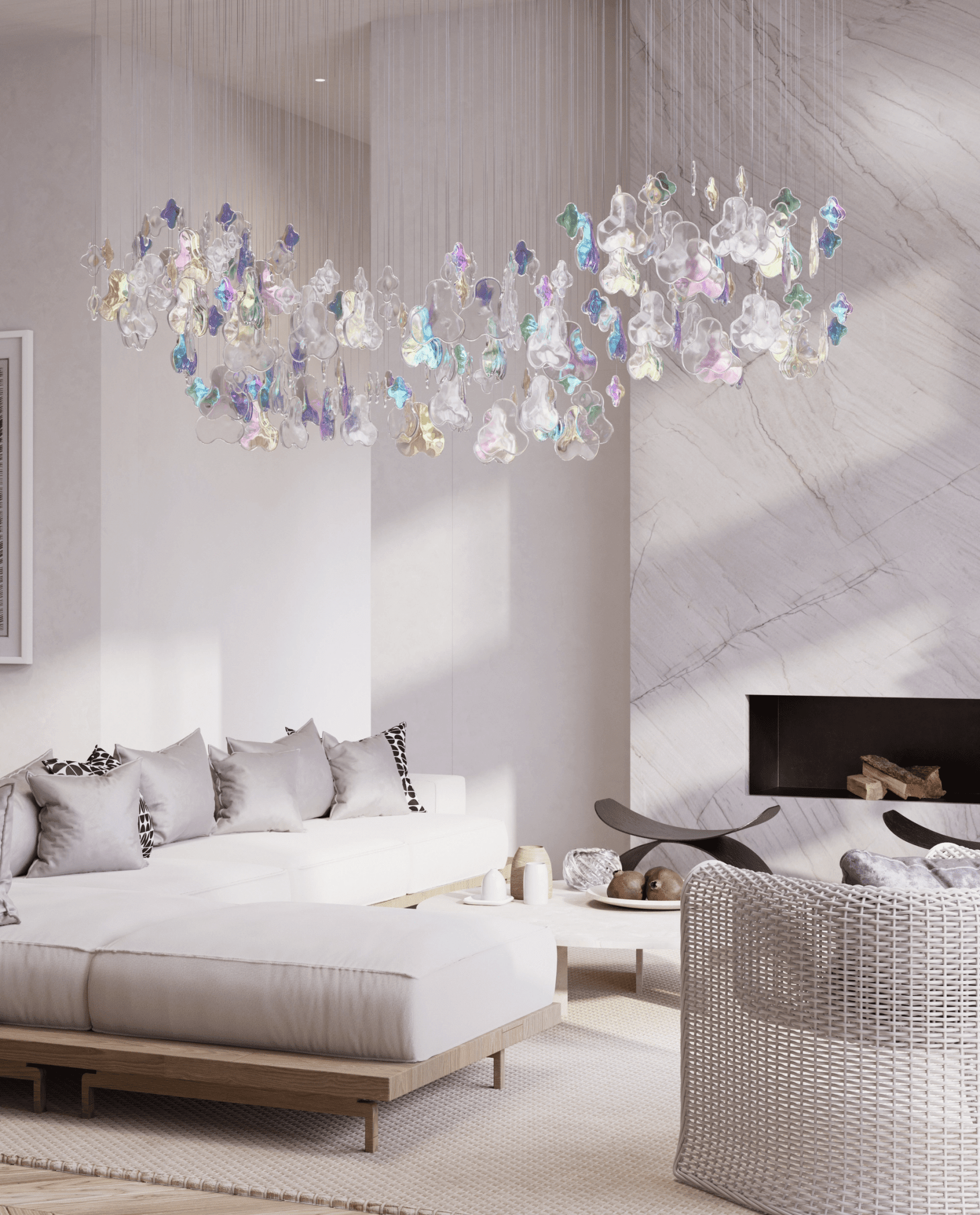 Galaxy Iris Iridescent Blossom Chandelier - Support Customized DrawingsNo Ceiling PlateBlushlighting