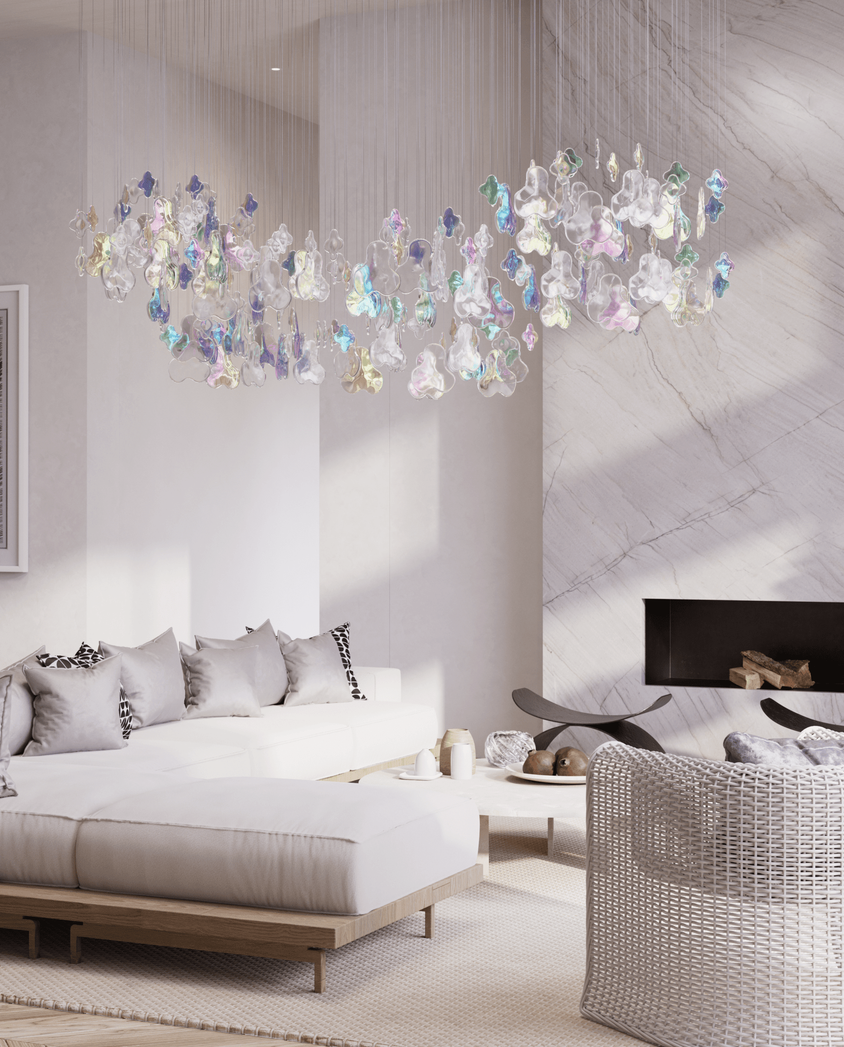 Galaxy Iris Iridescent Blossom Chandelier - Support Customized DrawingsNo Ceiling PlateBlushlighting