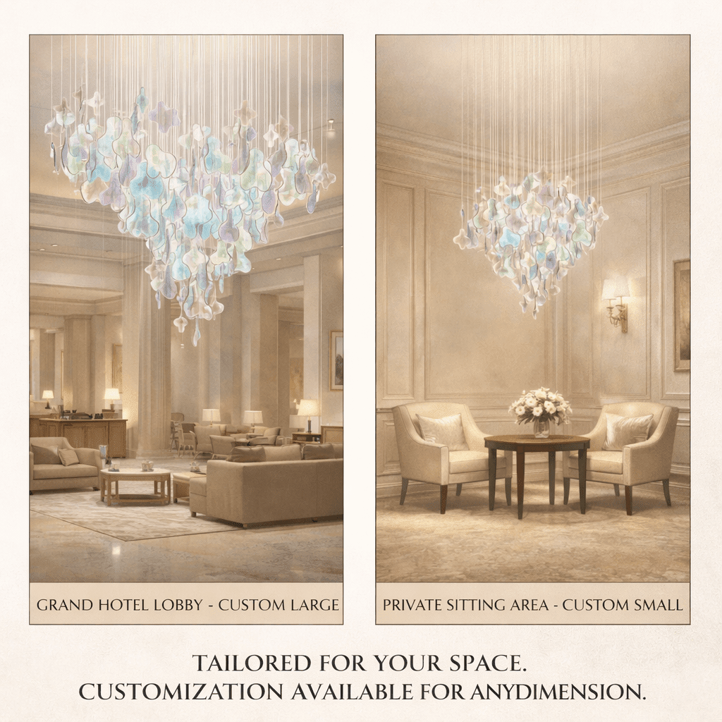 Galaxy Iris Iridescent Blossom Chandelier - L 63 x W 15.7″ x H 78.7″No Ceiling PlateBlushlighting