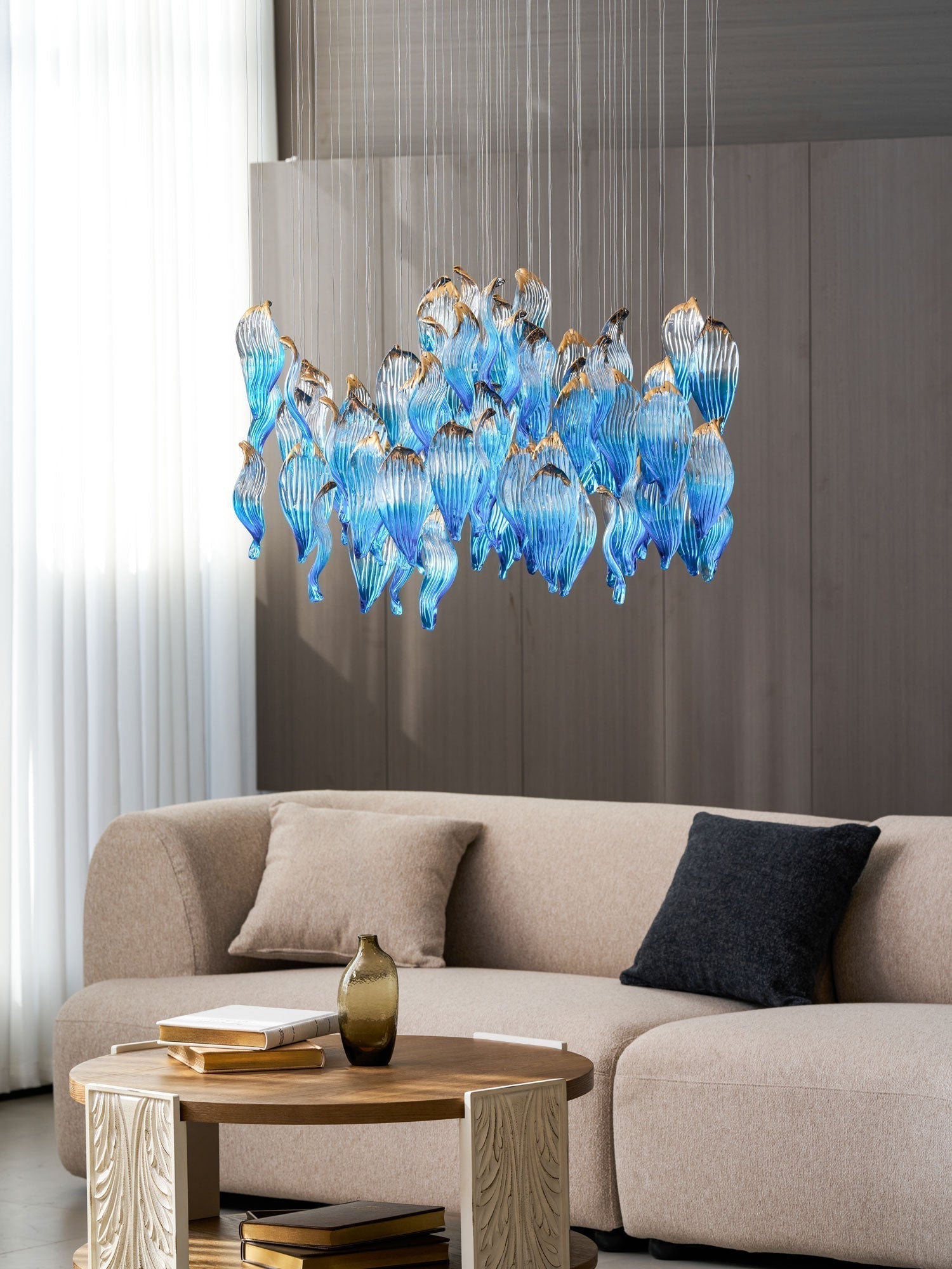 Galaxy Ocean Drift Blown Glass Crystal Spiral Chandelier - L 59.1″ x W 98.4″ x H78.7″No Ceiling PlateBlushlighting