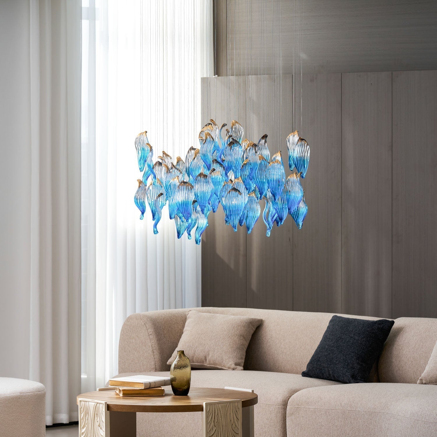 Galaxy Ocean Drift Blown Glass Crystal Spiral Chandelier - L 59.1″ x W 98.4″ x H78.7″No Ceiling PlateBlushlighting