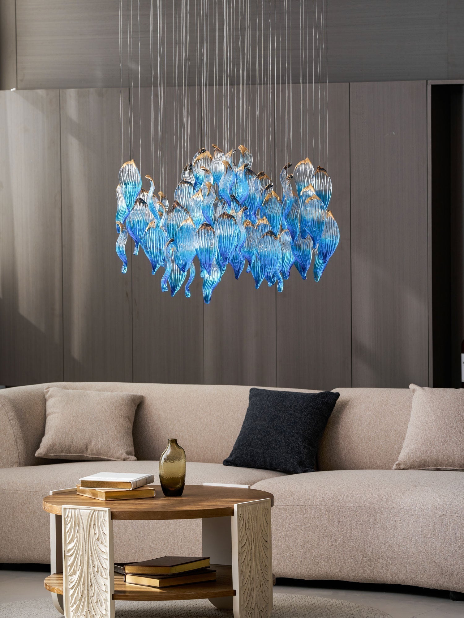 Galaxy Ocean Drift Blown Glass Crystal Spiral Chandelier - L 59.1″ x W 98.4″ x H78.7″No Ceiling PlateBlushlighting