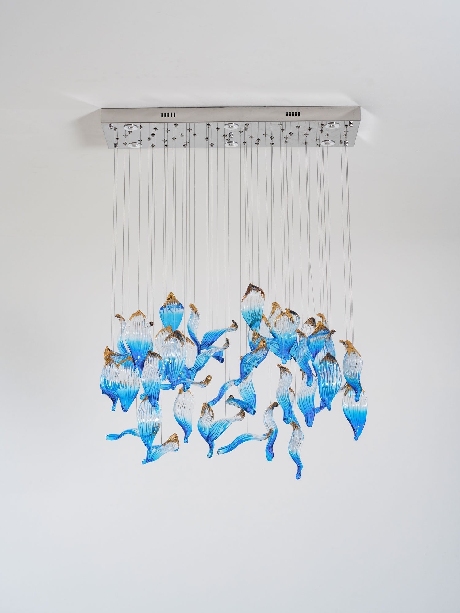 Galaxy Ocean Drift Blown Glass Crystal Spiral Chandelier - L 70.9″ x W 11.8″ x H 78.7″No Ceiling PlateBlushlighting