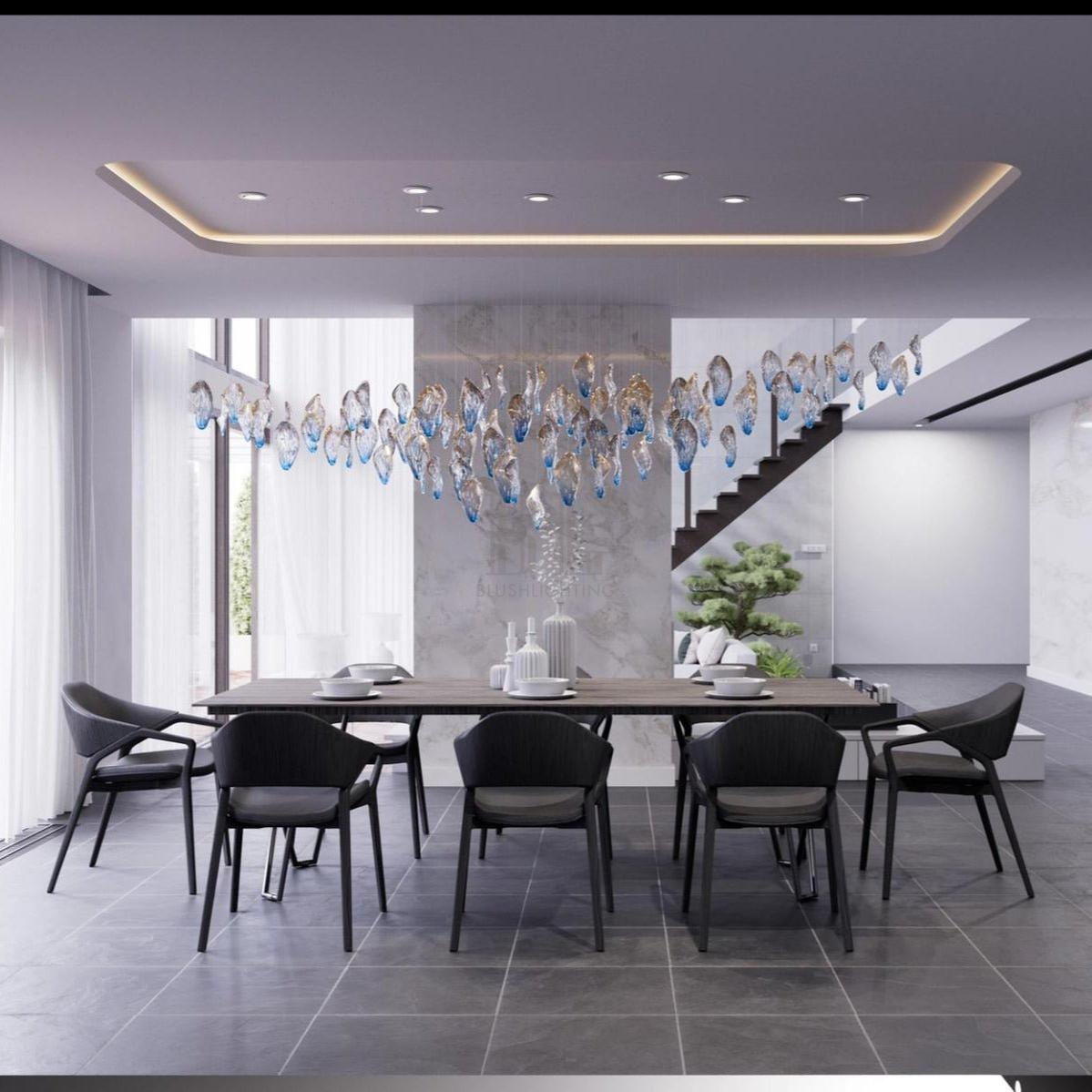 Galaxy Ocean Drift Blown Glass Crystal Spiral Chandelier - L 59.1″ x W 98.4″ x H78.7″No Ceiling PlateBlushlighting