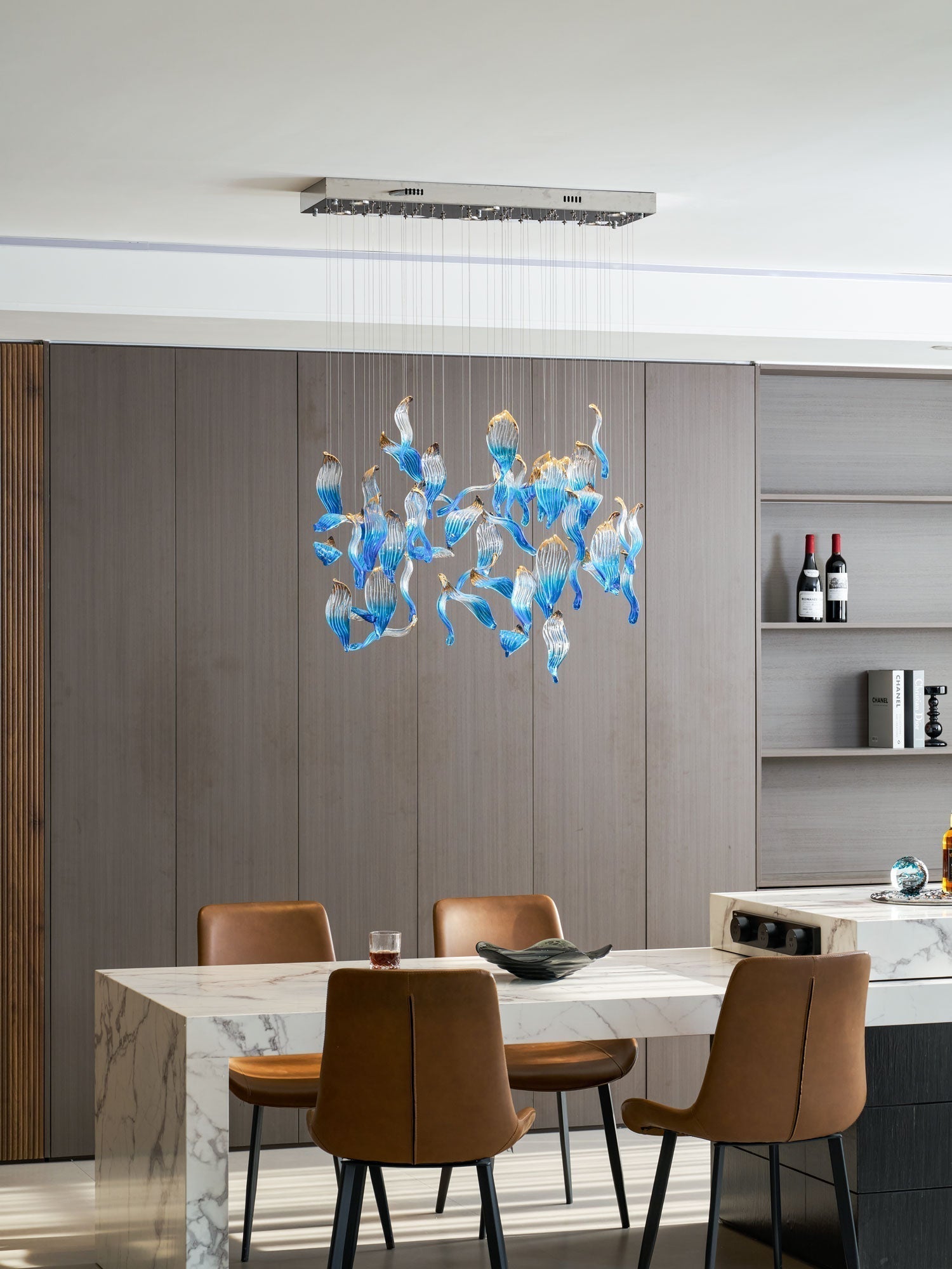 Galaxy Ocean Drift Blown Glass Crystal Spiral Chandelier - L 59.1″ x W 98.4″ x H78.7″No Ceiling PlateBlushlighting