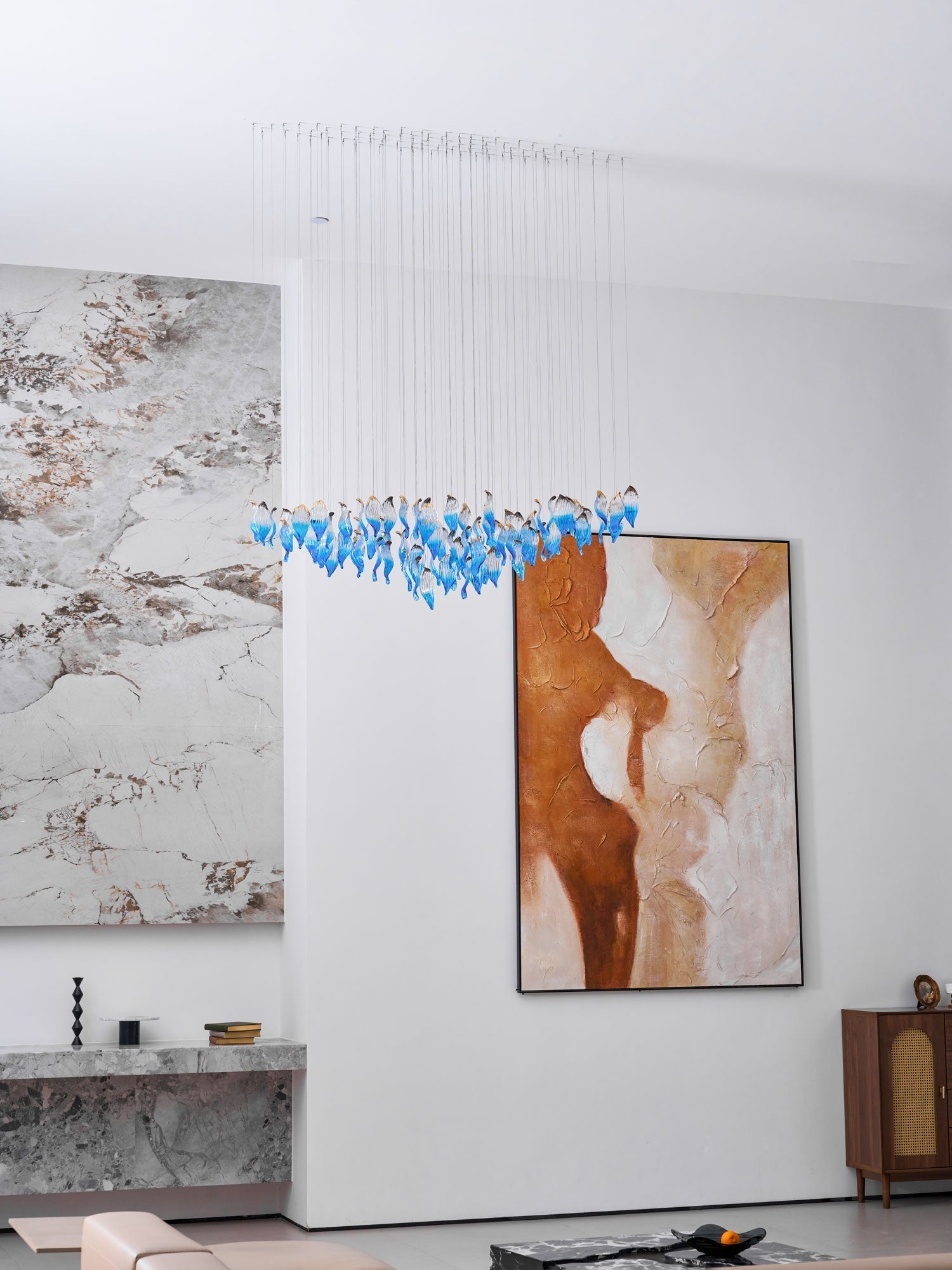 Galaxy Ocean Drift Blown Glass Crystal Spiral Chandelier - L 59.1″ x W 98.4″ x H78.7″No Ceiling PlateBlushlighting