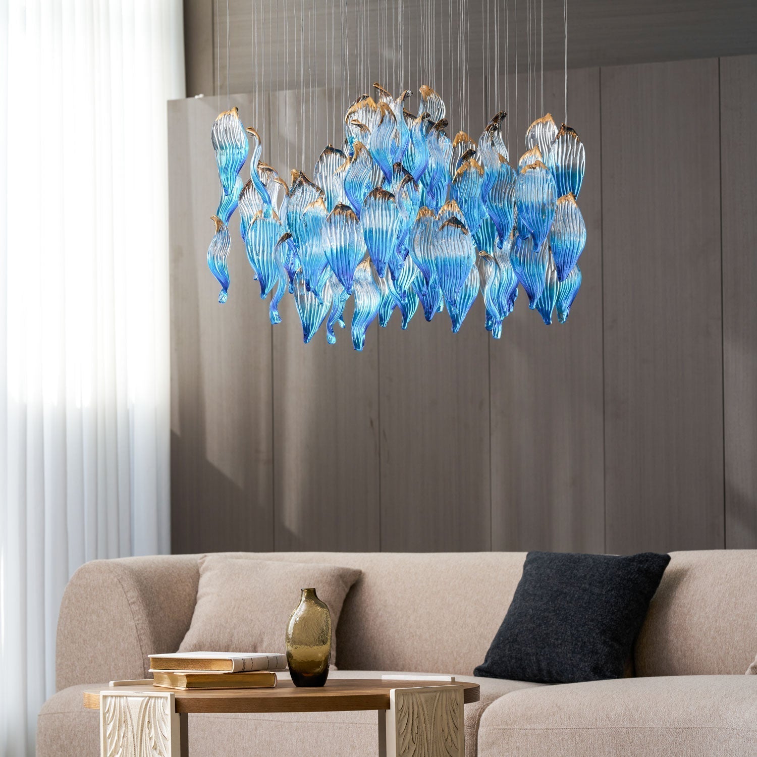 Galaxy Ocean Drift Blown Glass Crystal Spiral Chandelier - L 59.1″ x W 98.4″ x H78.7″No Ceiling PlateBlushlighting