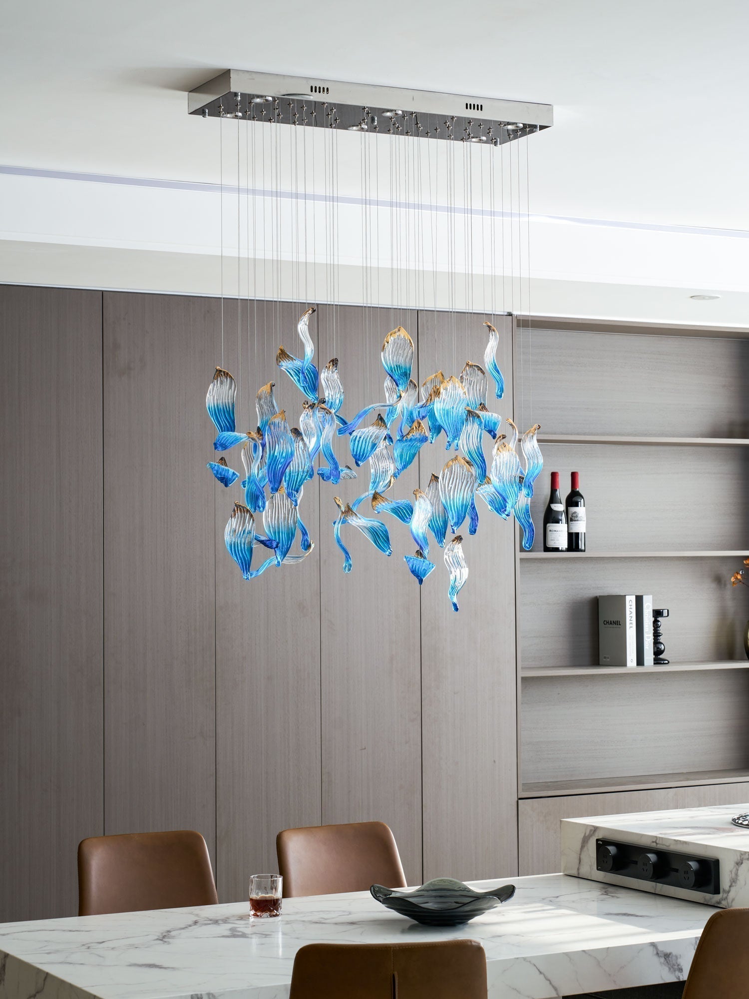 Galaxy Ocean Drift Blown Glass Crystal Spiral Chandelier - L 59.1″ x W 98.4″ x H78.7″No Ceiling PlateBlushlighting