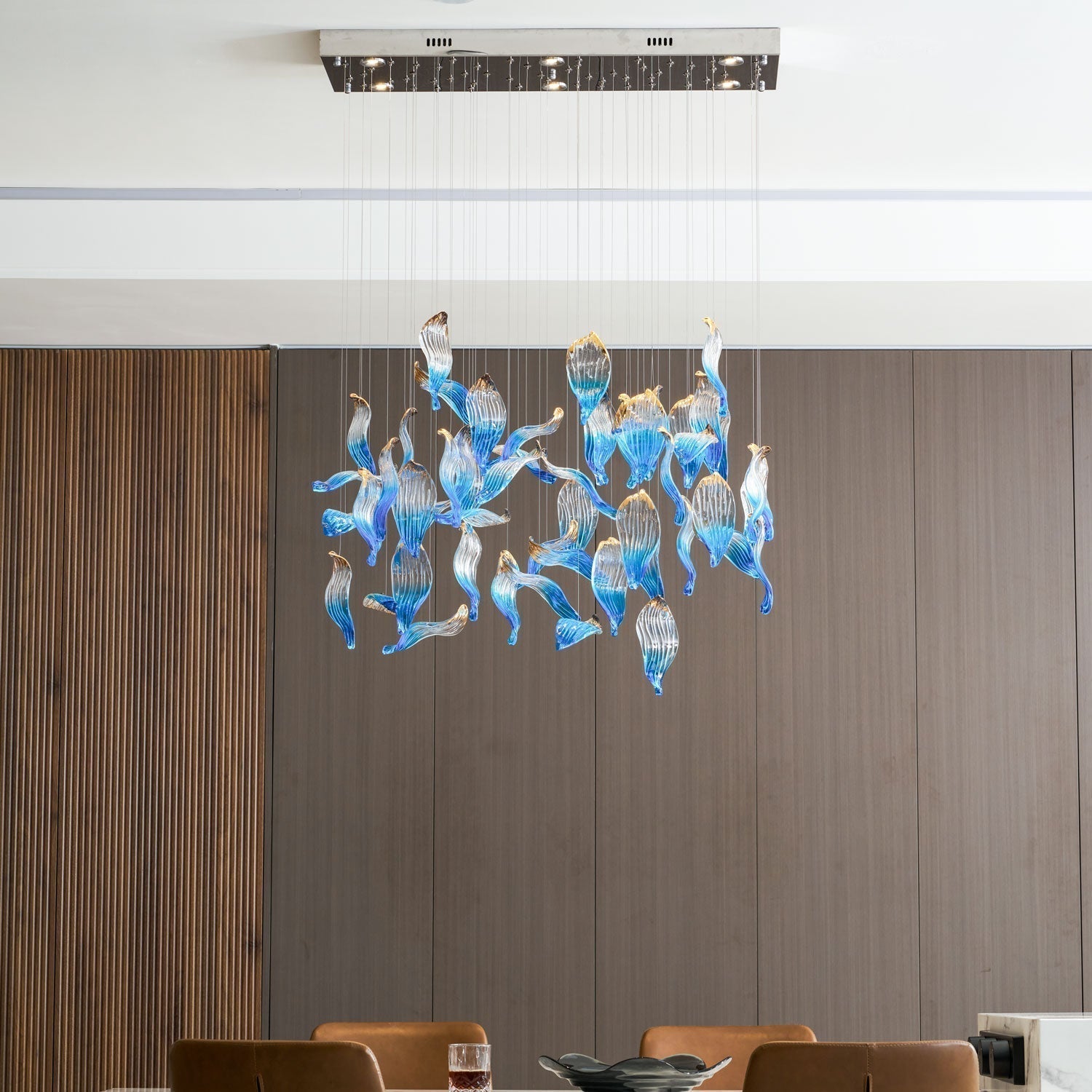 Galaxy Ocean Drift Blown Glass Crystal Spiral Chandelier - L 59.1″ x W 98.4″ x H78.7″No Ceiling PlateBlushlighting