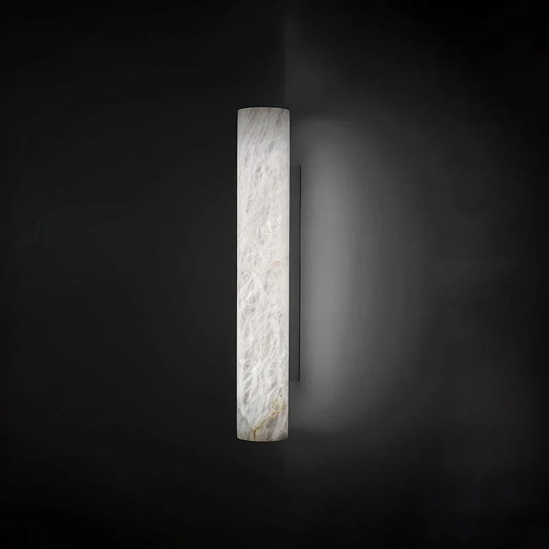 Garron Modern Alabaster Linear Wall Sconce-3.1'' W x 19.7'' H-Black-