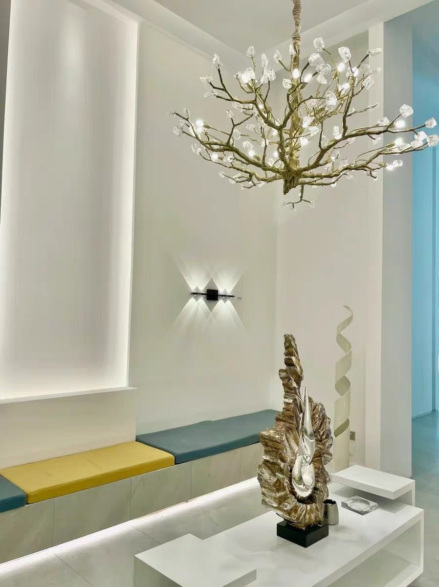 Gemstone Branch Chandelier with Artistic Design for Bedroom or Living Room - 8 Lights/D23.6"*H21.65"Warm LightBlushlighting