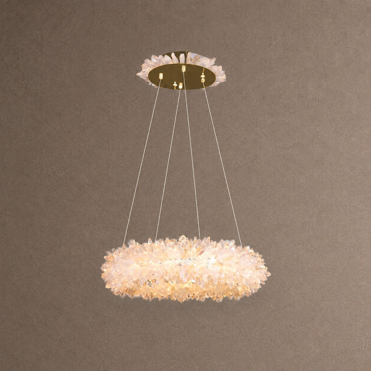 Geode Quartz Cloud Round Chandelier - Diam 24''BrassBlushlighting