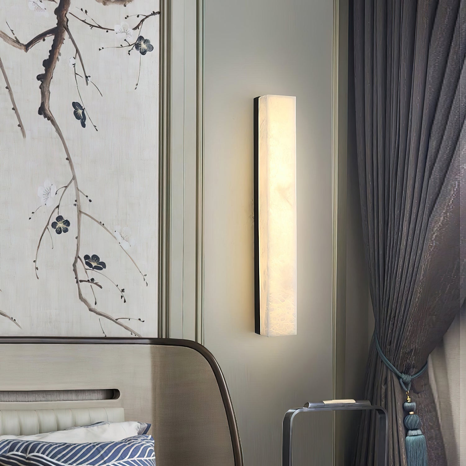 Geometric Alabaster Wall Lamp - L 3.1” x W 3.1“ x H 31.5“Black & WhiteWarm LightBlushlighting