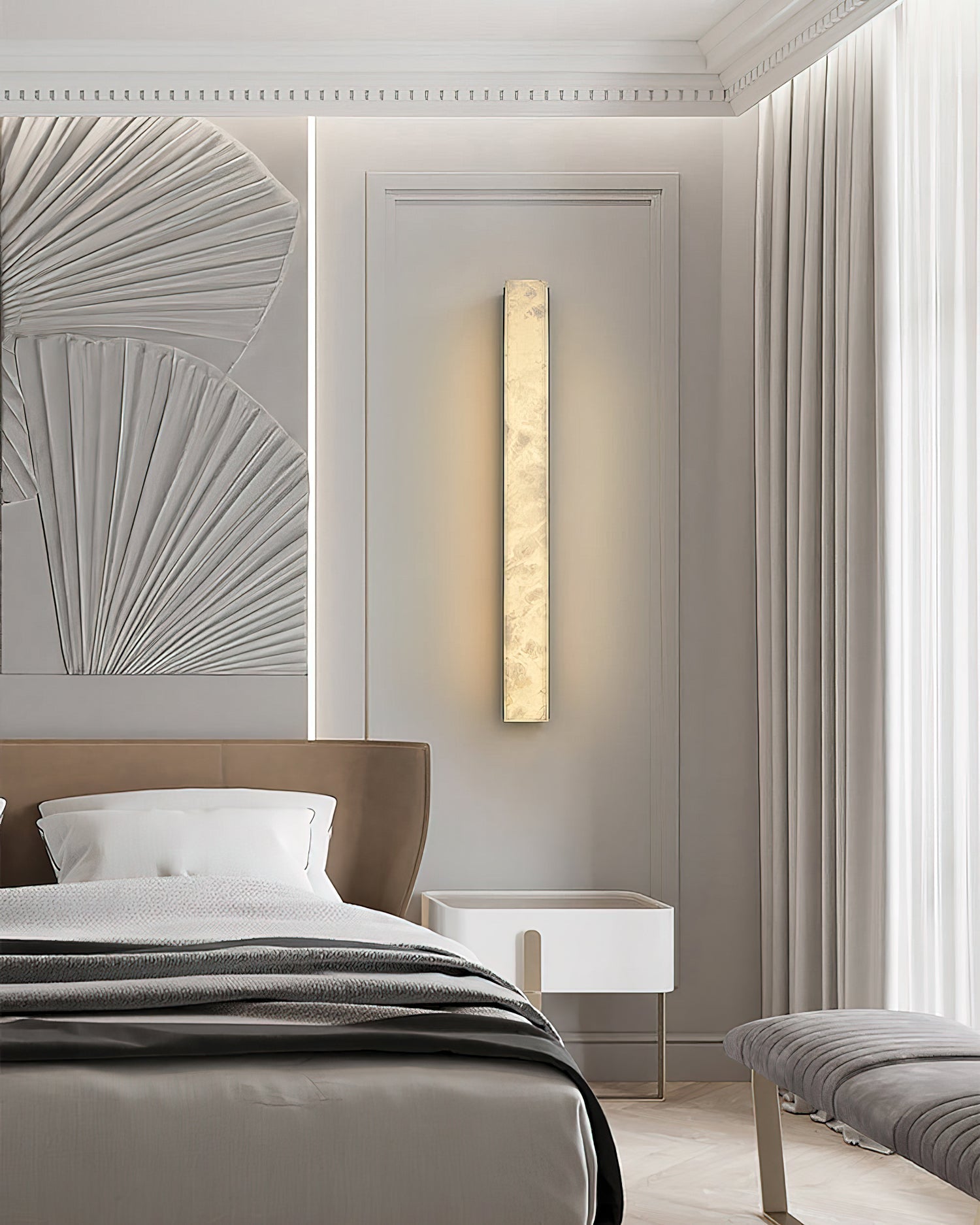 Geometric Alabaster Wall Lamp - L 3.1” x W 3.1“ x H 31.5“Black & WhiteWarm LightBlushlighting