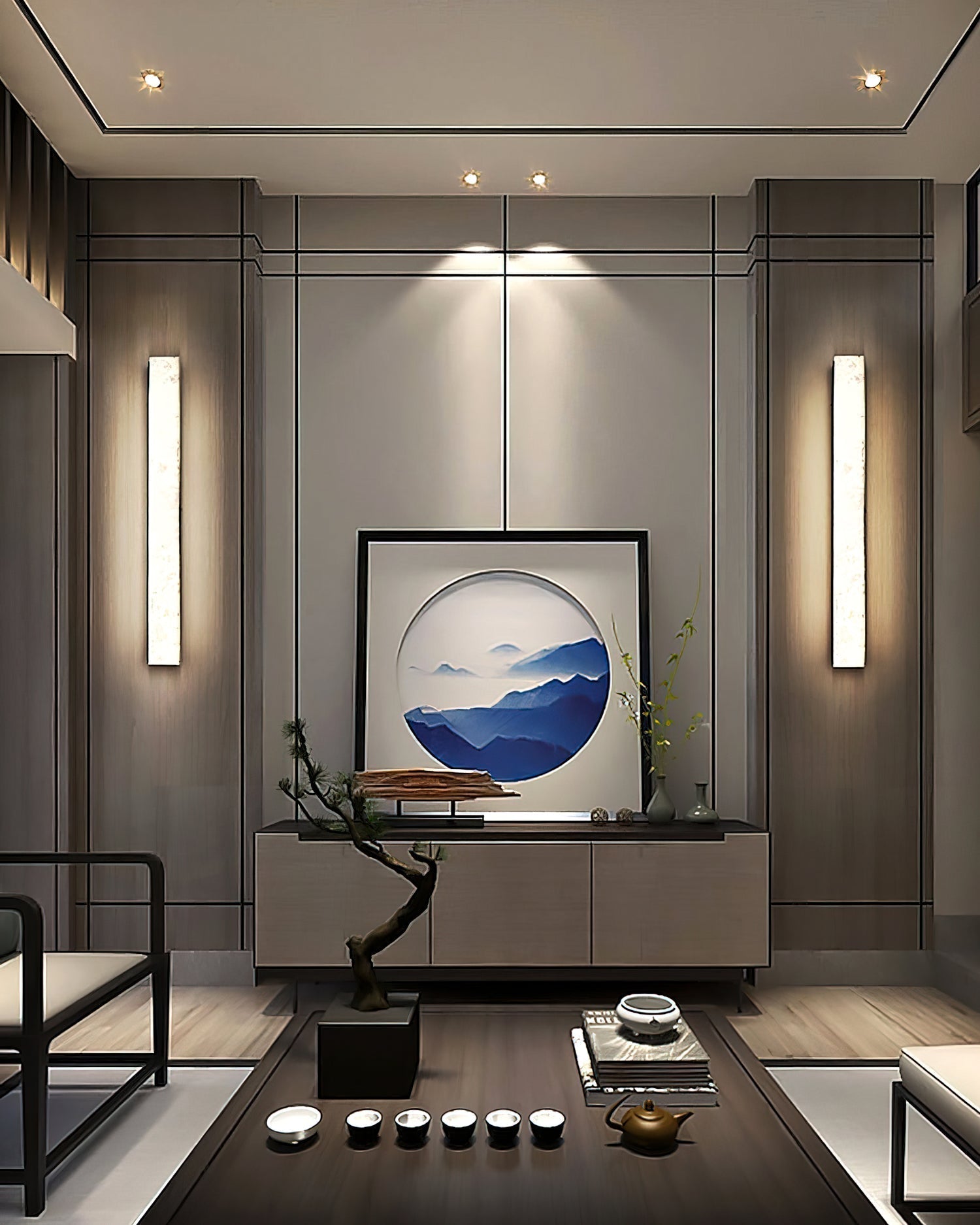 Geometric Alabaster Wall Lamp - L 3.1” x W 3.1“ x H 31.5“Black & WhiteWarm LightBlushlighting