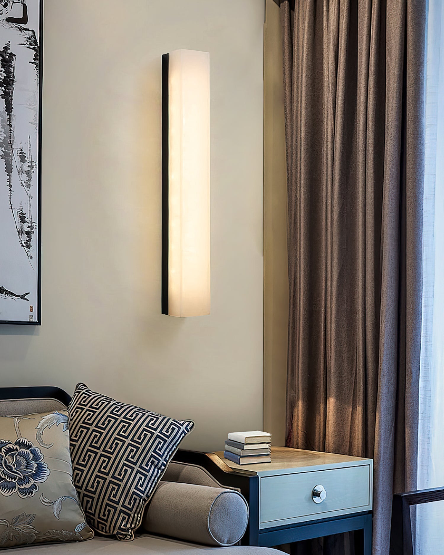 Geometric Alabaster Wall Lamp - L 3.1” x W 3.1“ x H 31.5“Black & WhiteWarm LightBlushlighting
