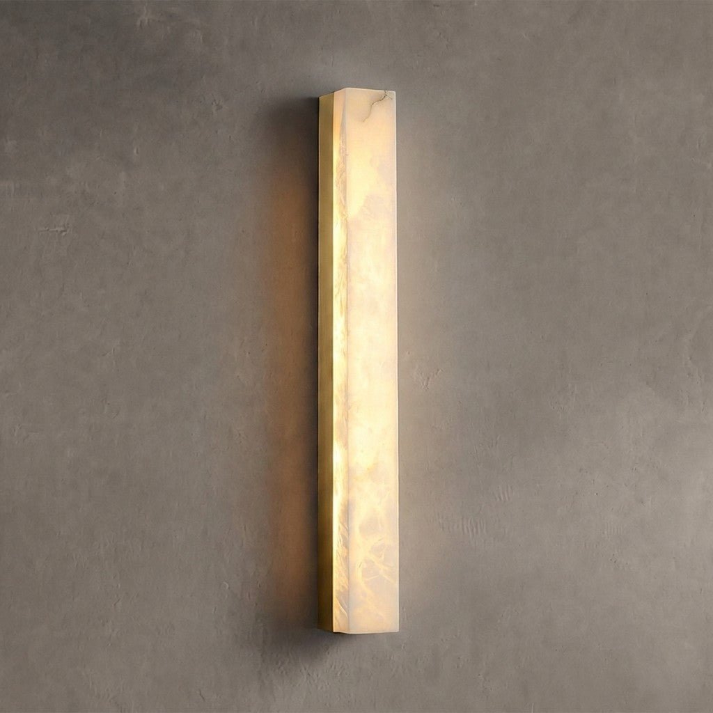 Geometric Alabaster Wall Lamp - L 3.1” x W 3.1“ x H 23.6“Brass & WhiteWarm LightBlushlighting