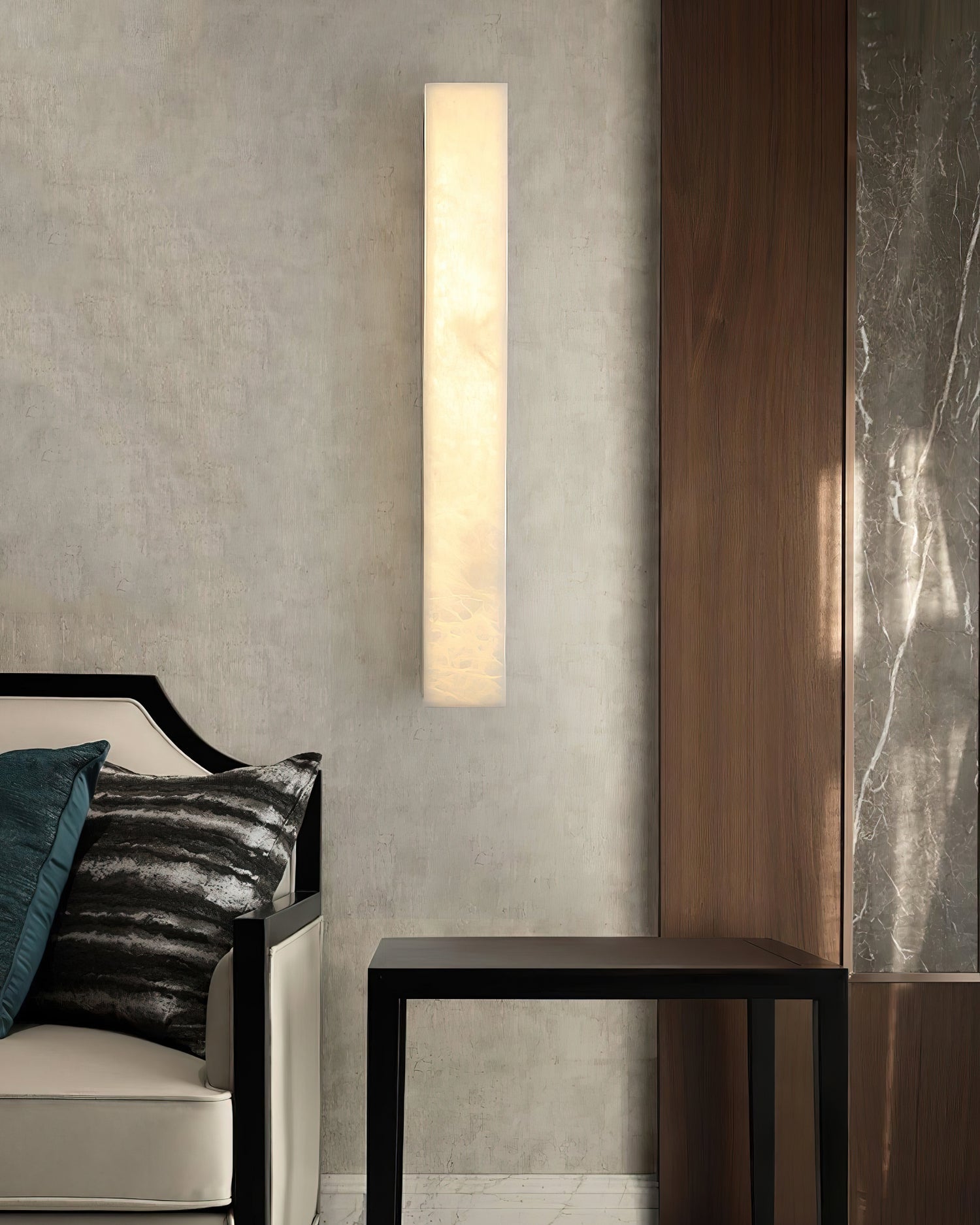 Geometric Alabaster Wall Lamp - L 3.1” x W 3.1“ x H 31.5“Black & WhiteWarm LightBlushlighting