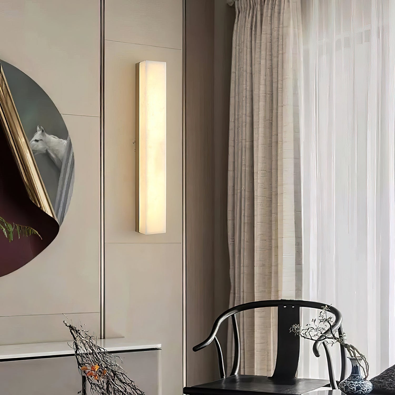 Geometric Alabaster Wall Lamp - L 3.1” x W 3.1“ x H 31.5“Black & WhiteWarm LightBlushlighting