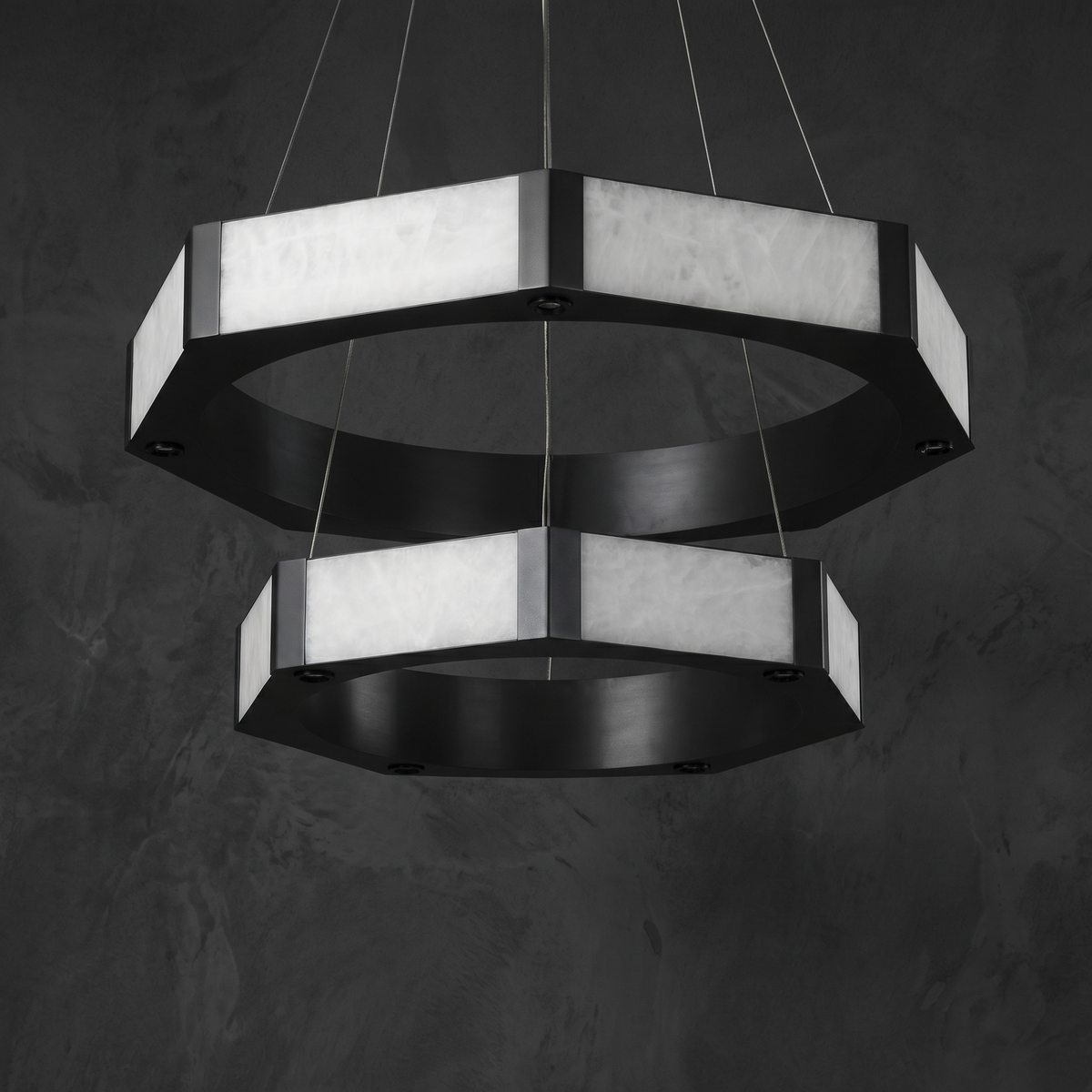 Modern Black Chandelier in a living room