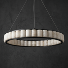 Alabaster Ring Chandelier in a dining room