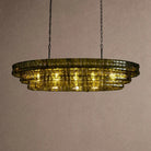 Ghiaccio Glass Oval Chandelier 54''65'' - Matte BlackGreen54"Blushlighting