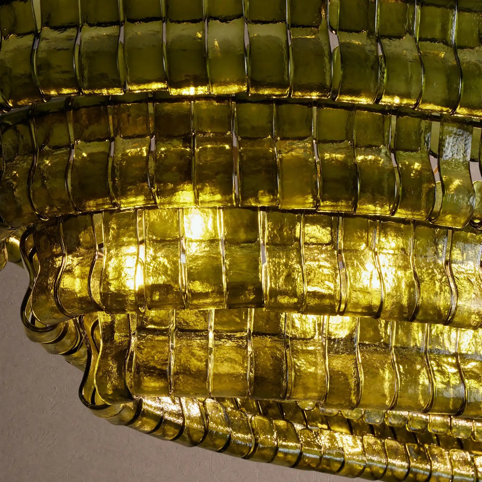 Ghiaccio Glass Oval Chandelier 54''65'' - Lacquered Burnished BrassSmoke65"Blushlighting