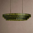Ghiaccio Glass Oval Chandelier 54''65'' - Lacquered Burnished BrassGreen54"Blushlighting