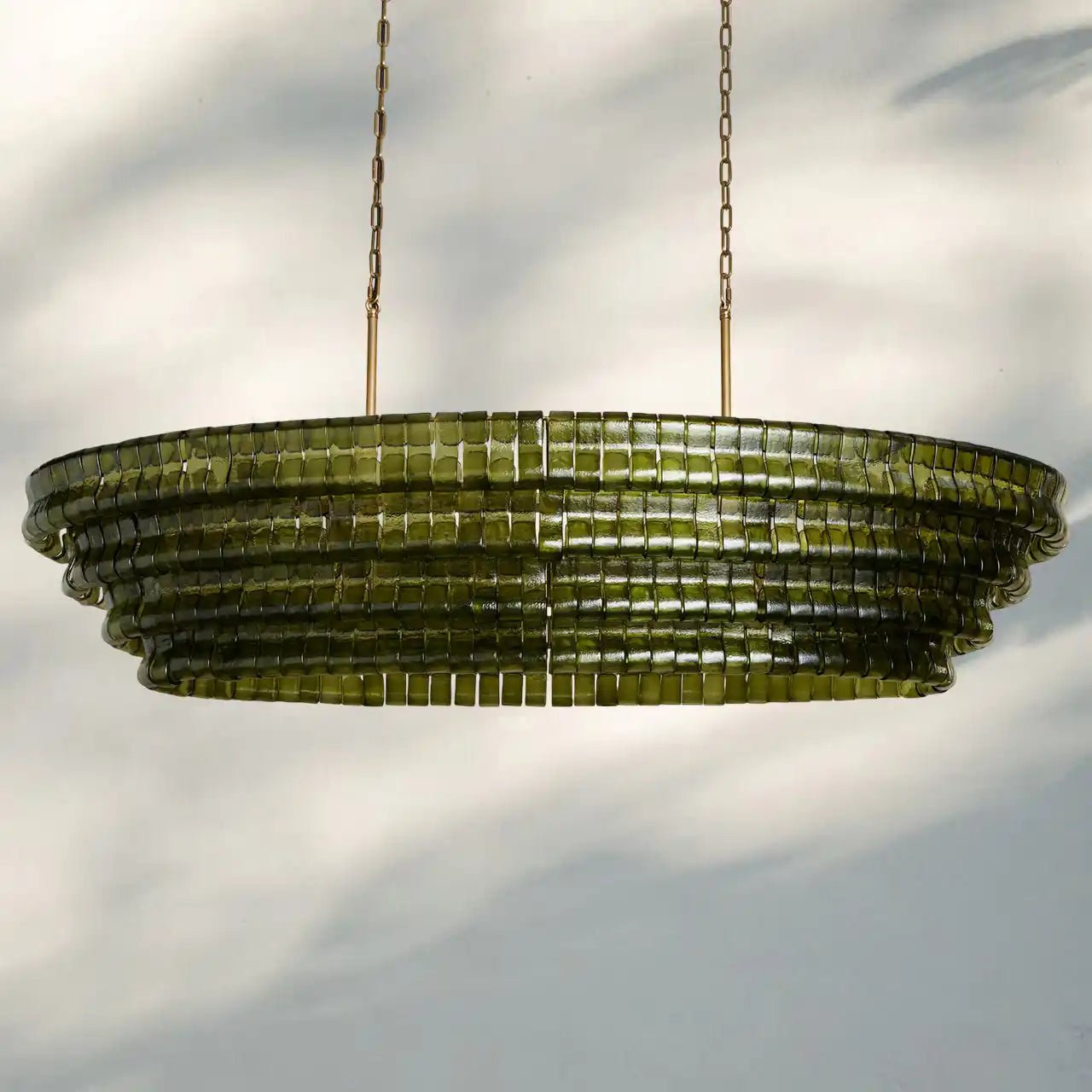 Ghiaccio Glass Oval Chandelier 54''65'' - Matte BlackGreen65"Blushlighting