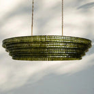 Ghiaccio Glass Oval Chandelier 54''65'' - Matte BlackGreen65"Blushlighting
