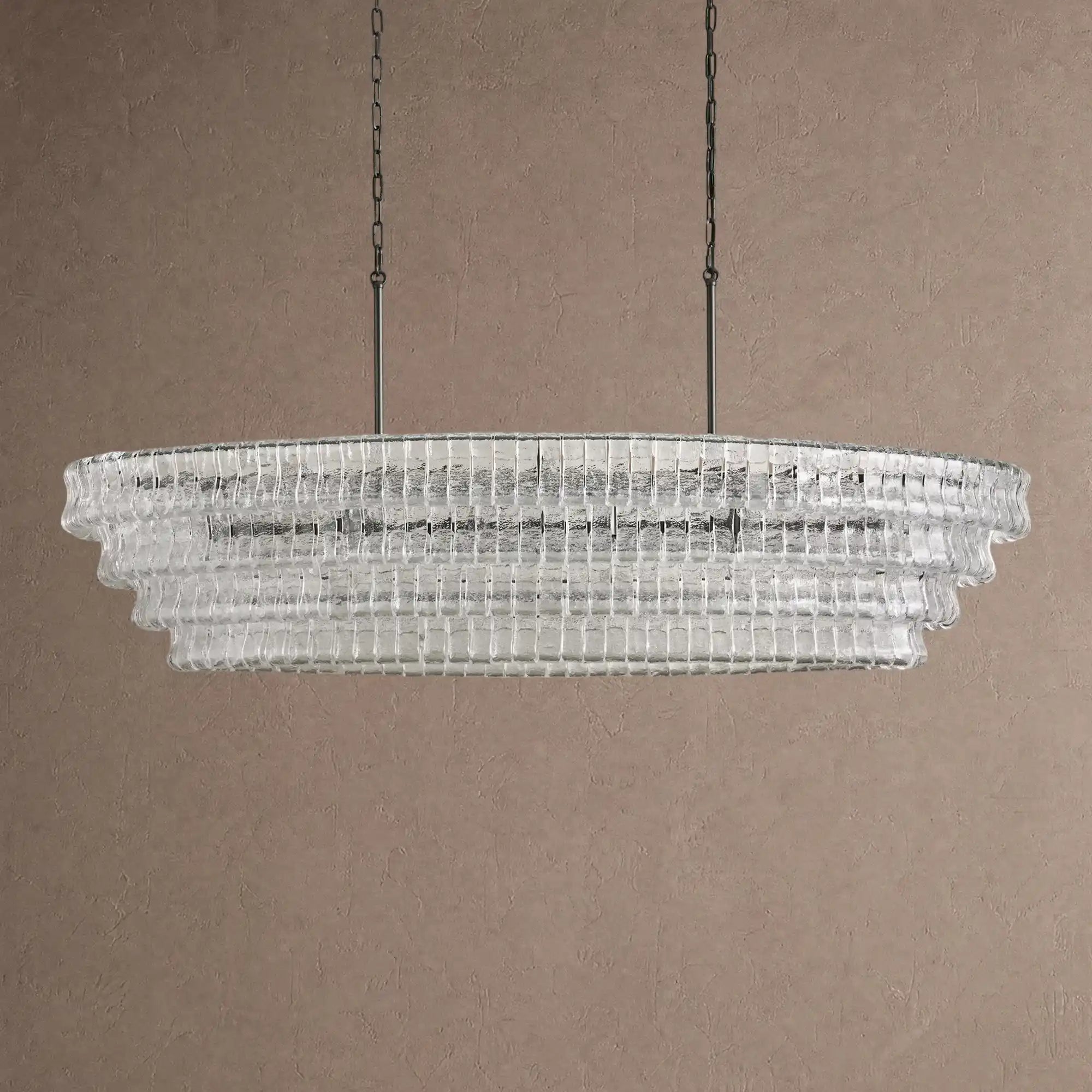 Ghiaccio Glass Oval Chandelier 54''65'' - Matte BlackClear65"Blushlighting