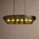 Ghiaccio Glass Oval Chandelier 54''65'' - Matte BlackGreen65"Blushlighting