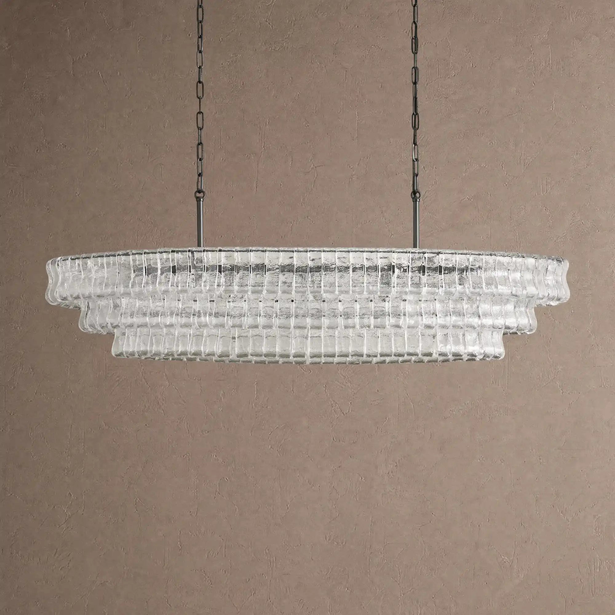 Ghiaccio Glass Oval Chandelier 54''65'' - Matte BlackClear54"Blushlighting